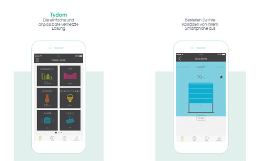 Zusammen mit einer Smart Home-Box Tydom 1.0 oder 2.0 können sie über unsere Tydom-App ferngesteuert werden.